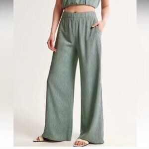 Abercrombie Crinkle Textured Pull On Pants | Sage Green | NWT | XXXL Long